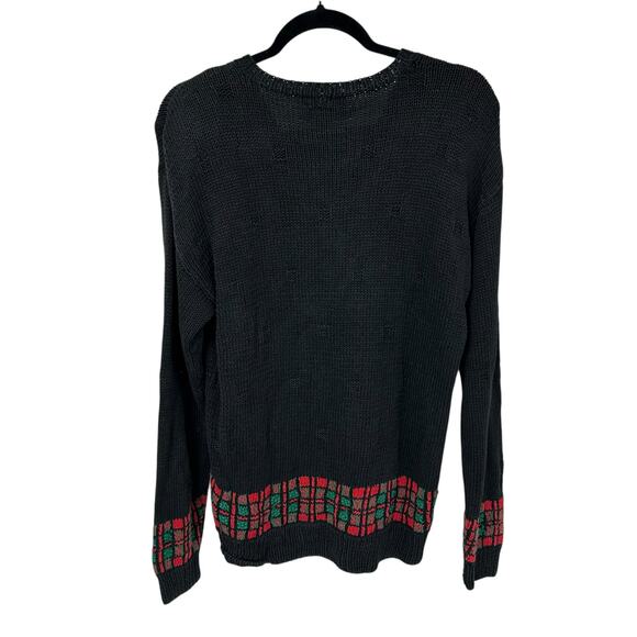 Vintage Talbots Black Multicolor Hand Knit Christmas Sweater Womens Small AS IS - Picture 6 of 8